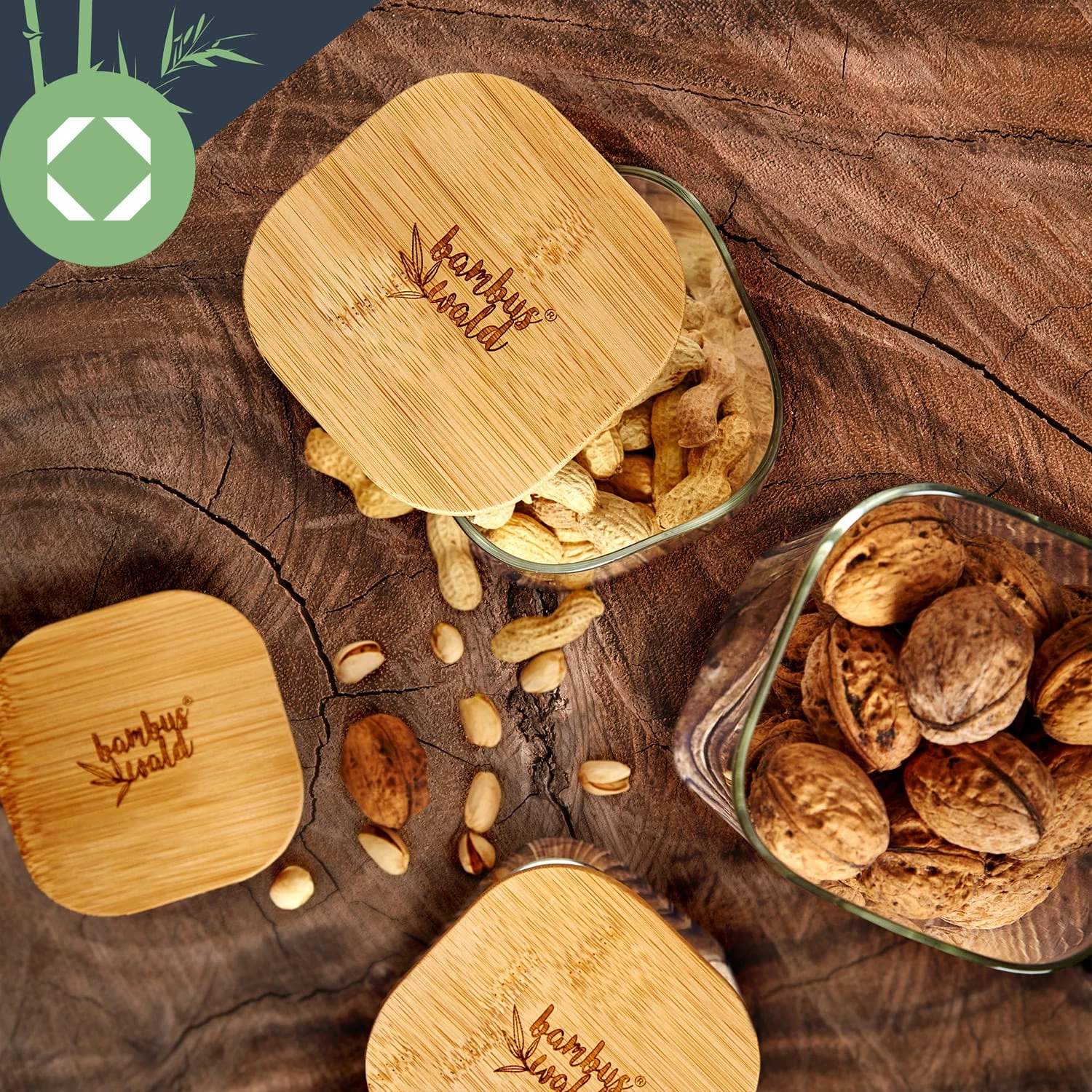 Eckiges Glas Mit Bambusdeckel Luftdicht Mit Silikonring 10x25x10 Cm 3x 2000 Ml 6 Eckiges Glas Mit Bambusdeckel Luftdicht Mit Silikonring 10x25x10 Cm 3x 2000 Ml – Bild 6