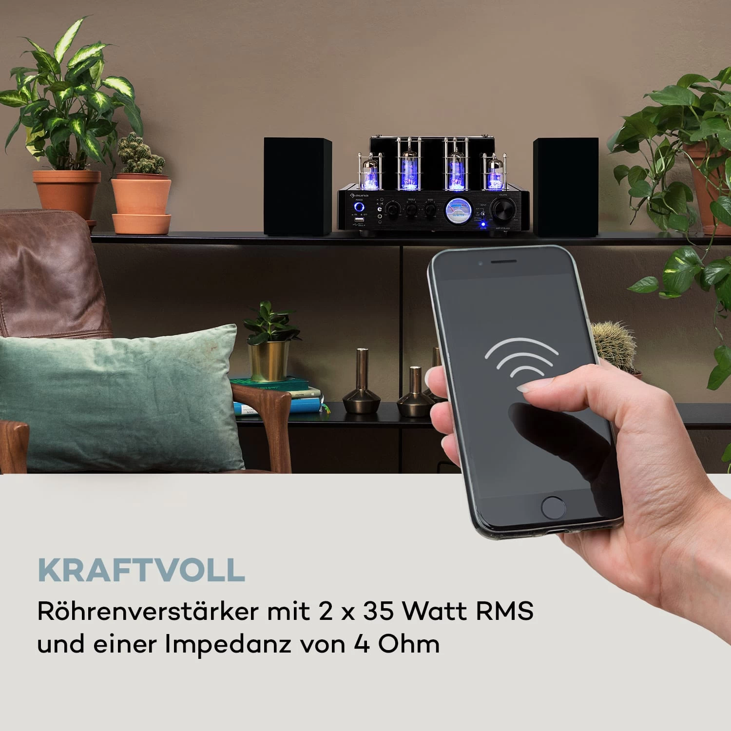 Amp VT Röhrenverstärker HiFi-Verstärker 2x35W RMS BT Opt./Koax./AUX-In 2 Amp VT Röhrenverstärker HiFi-Verstärker 2x35W RMS BT Opt./Koax./AUX-In – Bild 2