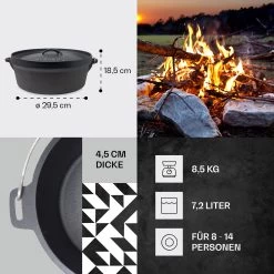 Galloway Dutch Oven 9.0 BBQ-Topf Gusseisen Größe L / 9 Qt -Küchengeräte Verkäufe 10038582 de 0004 usp