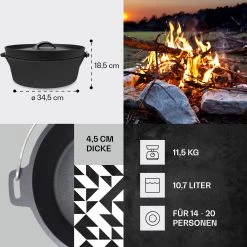 Galloway Dutch Oven 12.0 BBQ-Topf Gusseisen Größe XL / 12 Qt -Küchengeräte Verkäufe 10038583 de 0004 usp