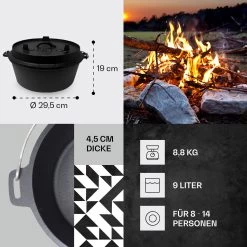 Guernsey Premium Dutch Oven 9.0 BBQ-Topf Gusseisen Voreingebrannt Größe L / 9 Qt 10 Guernsey Premium Dutch Oven 9.0 BBQ-Topf Gusseisen Voreingebrannt Größe L / 9 Qt -Küchengeräte Verkäufe 10038639 de 0004 usp