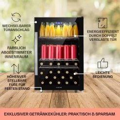 Beersafe 5XL Kühlschrank 148 Liter 3 Böden Panoramaglastür Edelstahl -Küchengeräte Verkäufe 10039512 DE 0005 usp