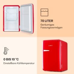 Audrey Retro-Kühlschrank 70 Liter 3 Regale 2 Türfächer Innenbeleuchtung -Küchengeräte Verkäufe 10039692 de 0004 logo