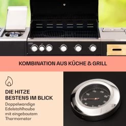 Jersey Outdoor Kitchen Gasgrill Spüle 20,7 KW 5+1 Brenner Mobil -Küchengeräte Verkäufe 10039854 de 0003 usp