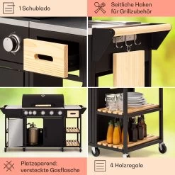 Jersey Outdoor Kitchen Gasgrill 20,7 KW 5+1 Brenner Mobil Regenschutz -Küchengeräte Verkäufe 10039855 de 0005 usp