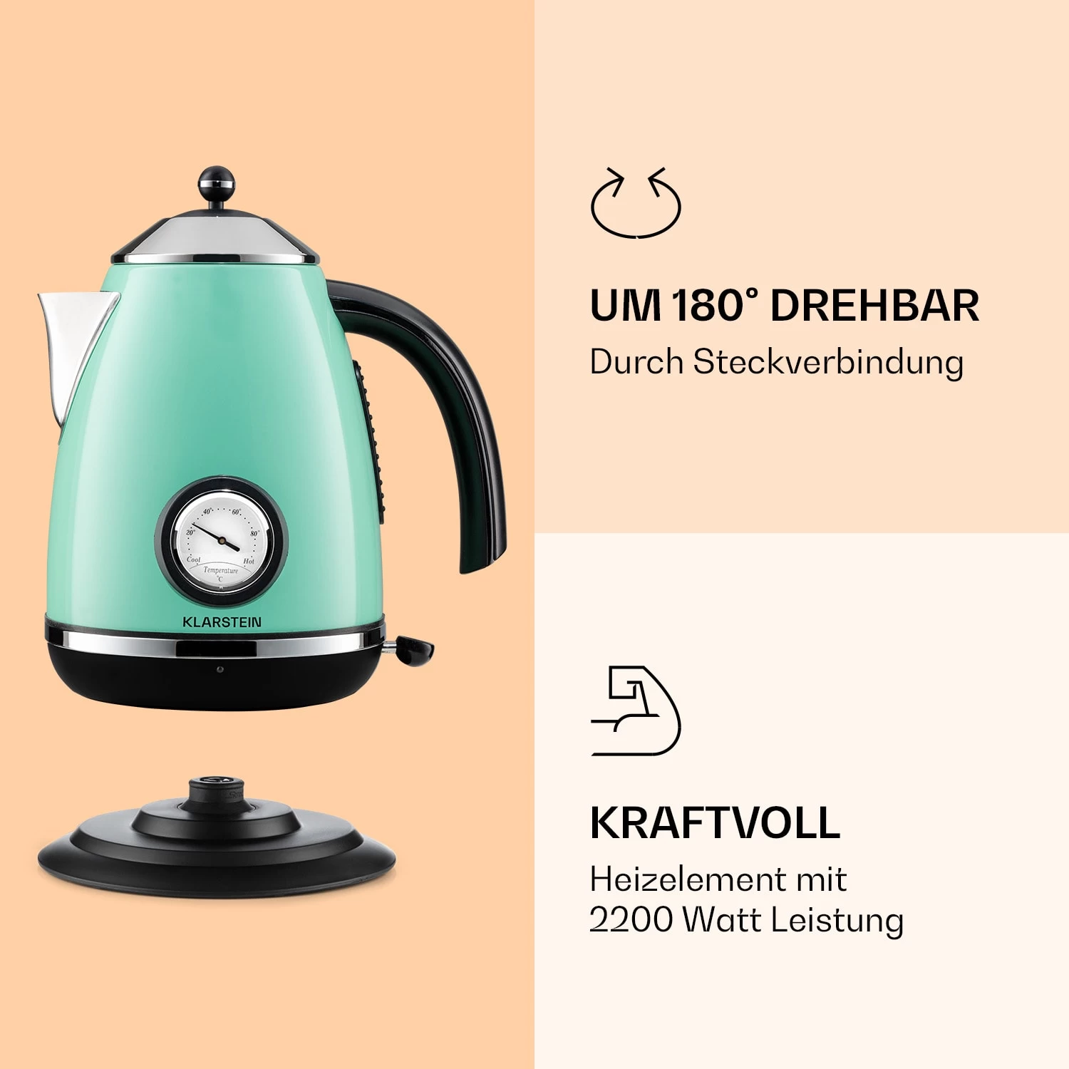 Aquavita Chalet Wasserkocher 1,7 Liter 2200 Watt Temperaturanzeige Edelstahl 3 Aquavita Chalet Wasserkocher 1,7 Liter 2200 Watt Temperaturanzeige Edelstahl – Bild 3