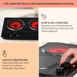 Ramsey Doppel-Kochfeld 2400W 11 Leistungsstufen Glaskeramik 12 Ramsey Doppel-Kochfeld 2400W 11 Leistungsstufen Glaskeramik -Küchengeräte Verkäufe 10040071 de 0004 usp