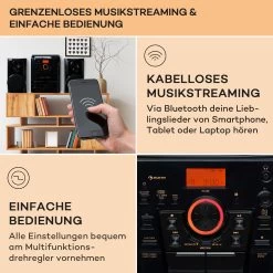 Franklin Stereoanlage Plattenspieler 3-fach-CD-Player BT Kassetten AUX USB-Port -Küchengeräte Verkäufe 10040148 de 0004 usp