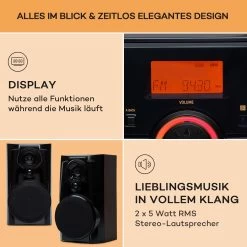 Franklin Stereoanlage Plattenspieler 3-fach-CD-Player BT Kassetten AUX USB-Port -Küchengeräte Verkäufe 10040148 de 0006 usp
