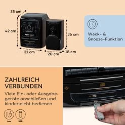 Franklin Stereoanlage Plattenspieler 3-fach-CD-Player BT Kassetten AUX USB-Port -Küchengeräte Verkäufe 10040148 de 0007 usp