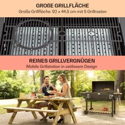 Aberdeen Double Holzkohlegrill Smoker Thermometer 2 Seitentische Mobil -Küchengeräte Verkäufe 10040293 de 0004 usp