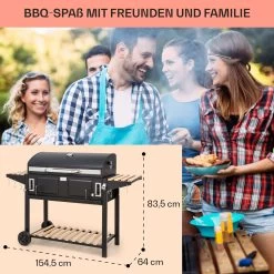 Aberdeen Double Holzkohlegrill Smoker Thermometer 2 Seitentische Mobil -Küchengeräte Verkäufe 10040293 de 0007 usp