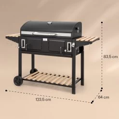Aberdeen Double Holzkohlegrill Smoker Thermometer 2 Seitentische Mobil -Küchengeräte Verkäufe 10040293 yy 0011 dimensions