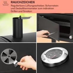 Aberdeen Kombi-Grill Gas Kohle Smoker Thermometer 2 Seitentische Mobil -Küchengeräte Verkäufe 10040294 de 0005 usp