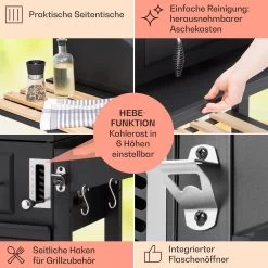Aberdeen Kombi-Grill Gas Kohle Smoker Thermometer 2 Seitentische Mobil -Küchengeräte Verkäufe 10040294 de 0006 usp