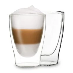 DUOS Doppelwandiges Glas | Thermoglas | 310 Ml | Trinkglas | Espressoglas, Teeglas, Shotglas | Für Heiße Und Kalte Getränke | Borosilikatglas| Hitze- Und Kältebeständig | Handgemacht | Spülmaschinenfest | Schwebe-Effekt