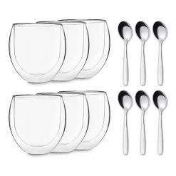 DUOS Jumbo Doppelwandiges Glas 310 Ml Thermofunktion Edelstahl-Löffel