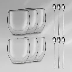 DUOS Jumbo Doppelwandiges Glas 410 Ml Thermofunktion Inkl. Edelstahl-Löffel