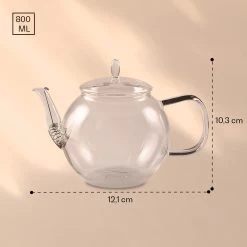 Glaskanne 800 Ml Borosilikatglas Mit Deckel, Teesieb Und Teeblumen -Küchengeräte Verkäufe 10040415 yy 0007 dimensions