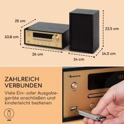 Berklee HiFi Stereo System BT Stereo-Lautsprecher UKW MP3 USB Line-In -Küchengeräte Verkäufe 10040457 de 0006 usp