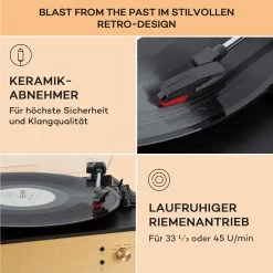 Berklee TT Play Plattenspieler Riemenantrieb 33 1/3 & 45 U/min Stereo-Lautsprecher -Küchengeräte Verkäufe 10040461 de 0006 usp