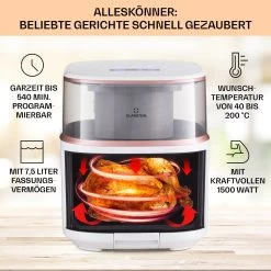 Air Bloom Heißluftfritteuse Dampffunktion 1500W 7,5 Liter 16 Programme -Küchengeräte Verkäufe 10040496 de 0003 usp