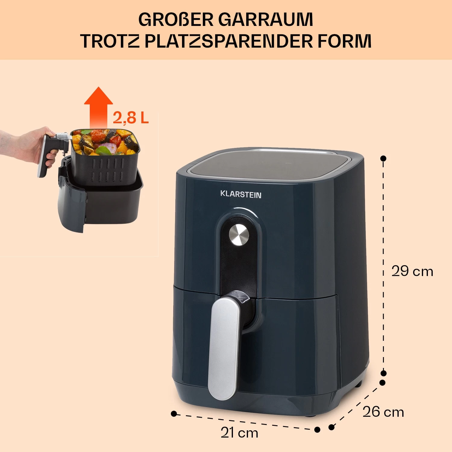 Crisp-Pro Heißluftfritteuse Air Fryer 1400W 2,8 Ltr Timer Edelstahl 6 Crisp-Pro Heißluftfritteuse Air Fryer 1400W 2,8 Ltr Timer Edelstahl – Bild 6