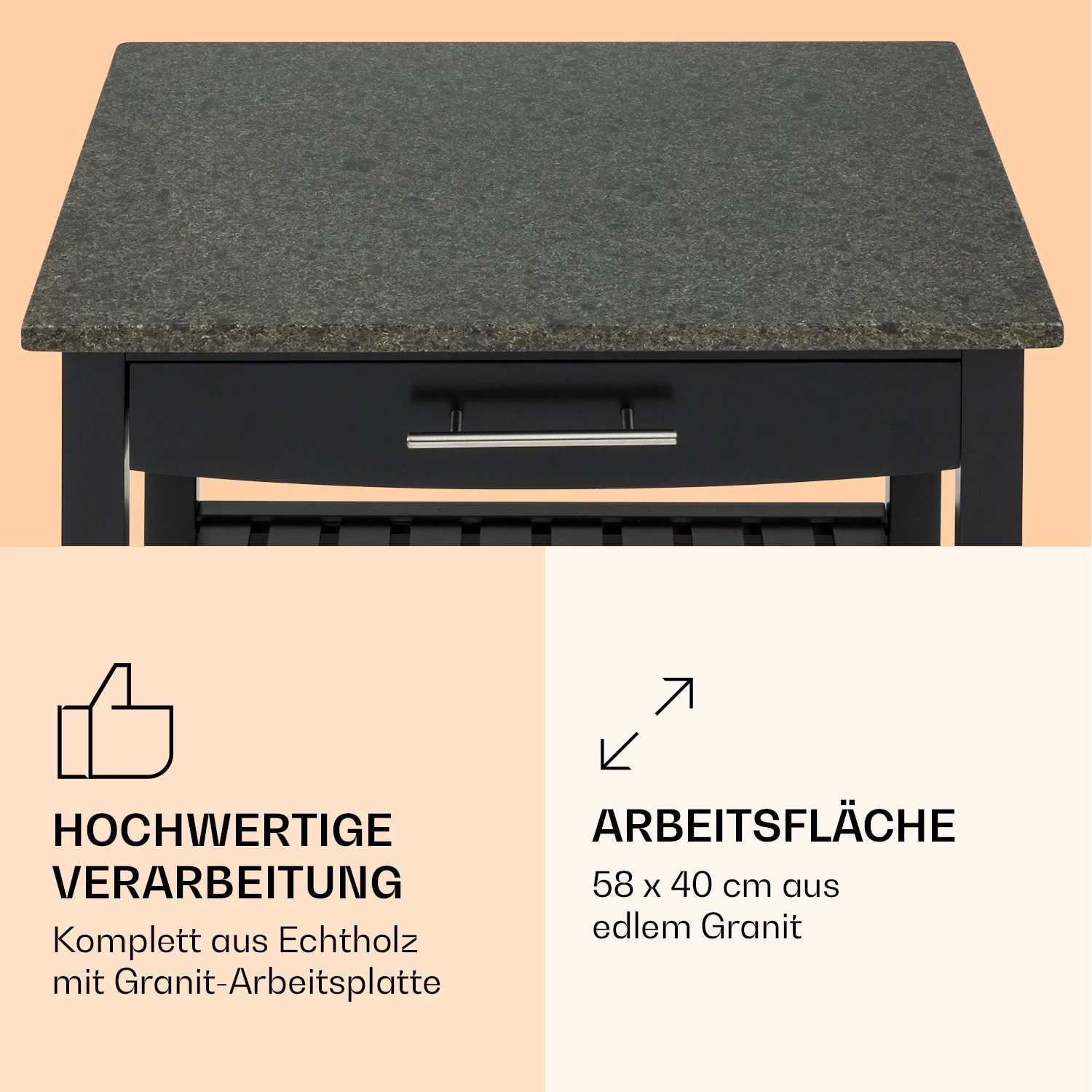 Tennessee Servierwagen Küchenwagen 4 Etagen Holz Granit Mobil 3 Tennessee Servierwagen Küchenwagen 4 Etagen Holz Granit Mobil – Bild 3