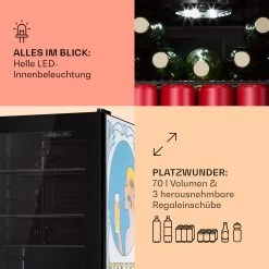 Beersafe 70 Bierzeit Edition Kühlschrank 70 Ltr 3 Böden Glas Edelstahl -Küchengeräte Verkäufe 10041176 de 0005 usp