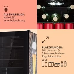 Beersafe 70 Birra Edition Kühlschrank 70 Liter 3 Böden Glas Edelstahl -Küchengeräte Verkäufe 10041178 de 0005 usp