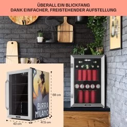 Beersafe 70 Birra Milano Edition Kühlschrank 70 Liter 3 Böden Panoramaglastür Edelstahl -Küchengeräte Verkäufe 10041179 de 0007 usp