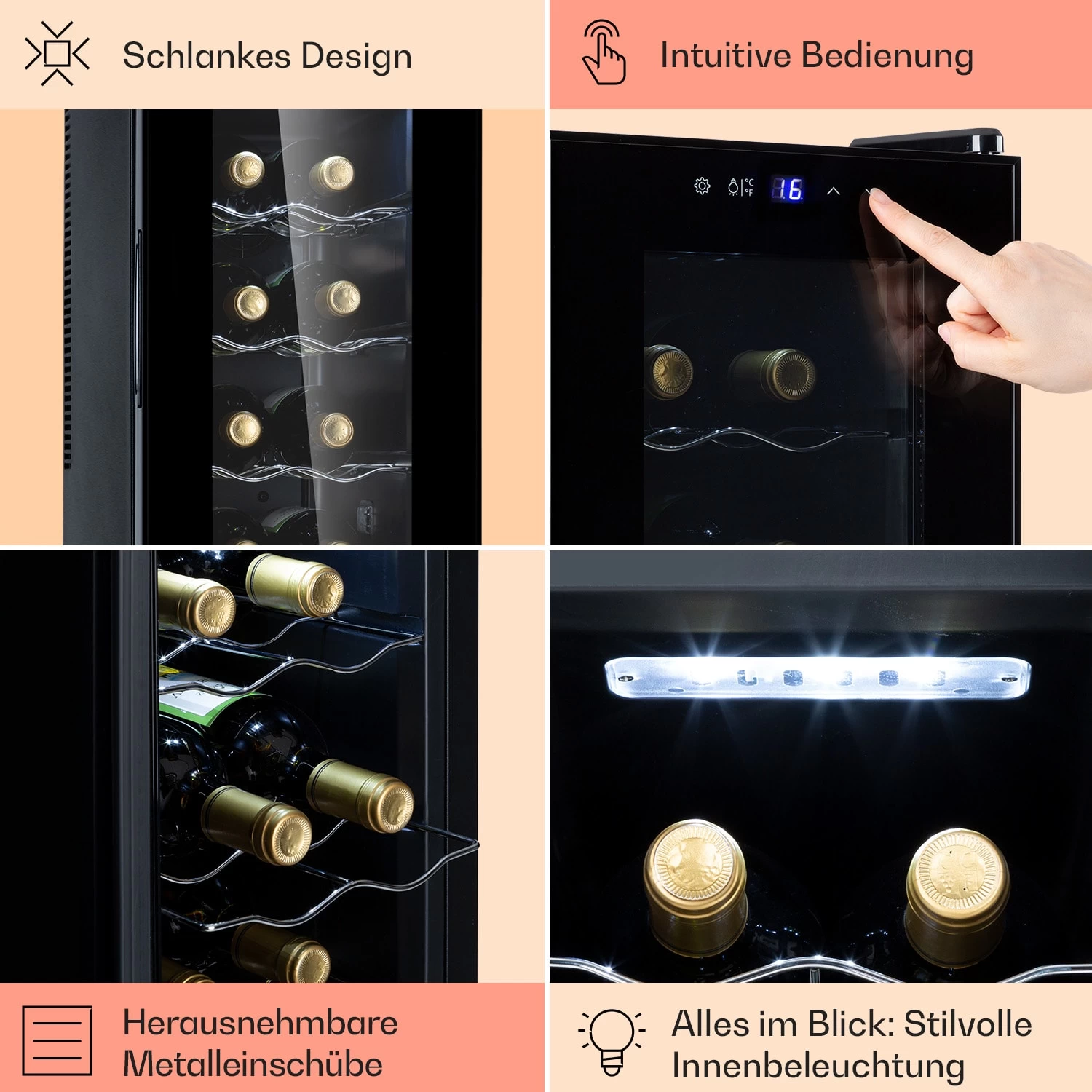 Barolo 14 Slim Uno Weinkühlschrank 46 Ltr 14 Flaschen 11-18°C SingleZone 5 Barolo 14 Slim Uno Weinkühlschrank 46 Ltr 14 Flaschen 11-18°C SingleZone – Bild 5