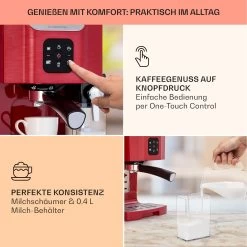 BellaVita Kaffeemaschine 3-in-1 1450 W 20 Bar Milchschäumer -Küchengeräte Verkäufe 10041240 de 0003 usp