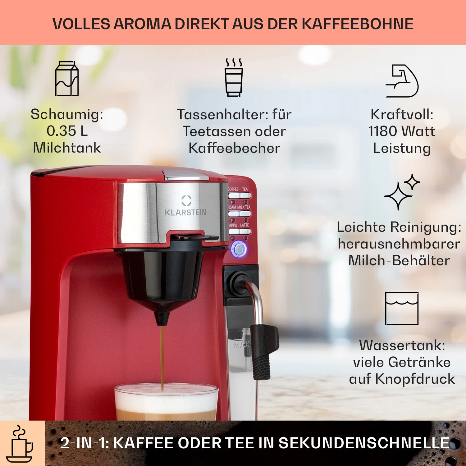Baristomat 2-in-1-Heißgetränkeautomat Kaffee Tee Milchschaum 2 Baristomat 2-in-1-Heißgetränkeautomat Kaffee Tee Milchschaum – Bild 2