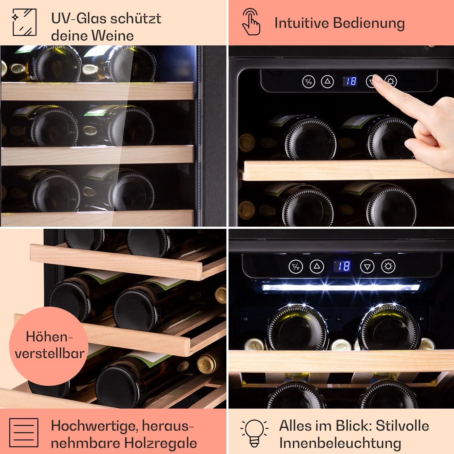 Vinovilla 29 Built-In Weinkühlschrank 81 L / 29 Fl. 1 Zone Glastür Edelstahl 5 Vinovilla 29 Built-In Weinkühlschrank 81 L / 29 Fl. 1 Zone Glastür Edelstahl – Bild 5