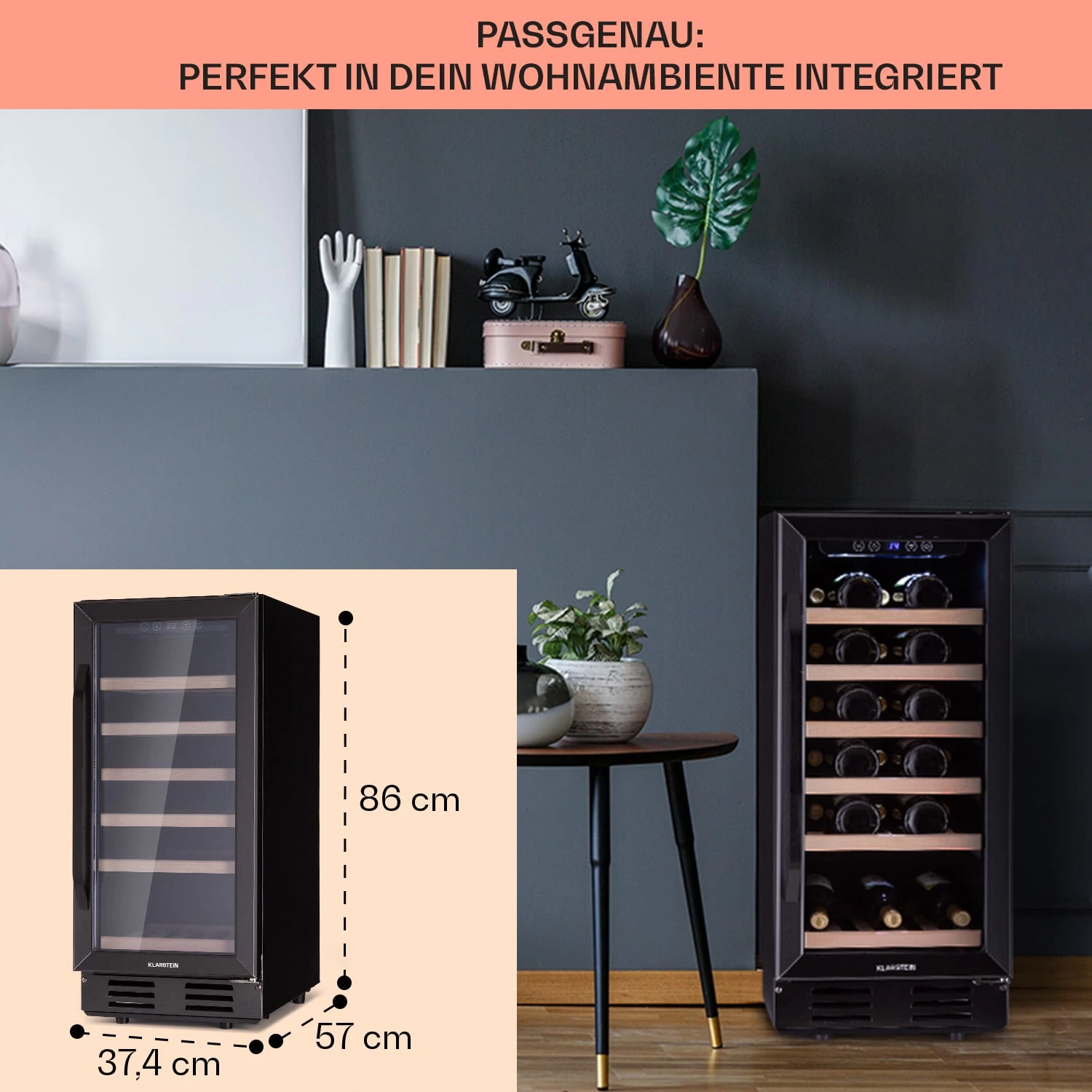 Vinovilla 29 Built-In Weinkühlschrank 81 L / 29 Fl. 1 Zone Glastür Edelstahl 6 Vinovilla 29 Built-In Weinkühlschrank 81 L / 29 Fl. 1 Zone Glastür Edelstahl – Bild 6