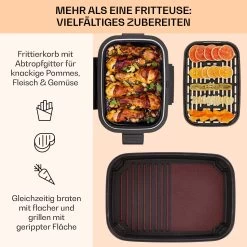 Combo Air Grill-Heißluftfritteuse 5 Programme 1500 Watt 4,5 L Grillkorb 2,5 L Frittierkorb 10 Combo Air Grill-Heißluftfritteuse 5 Programme 1500 Watt 4,5 L Grillkorb 2,5 L Frittierkorb -Küchengeräte Verkäufe 10041330 de 0004 usp