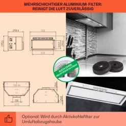 Camila Dunstabzugshaube Einbau 70 Cm 397 M³/h LED Touch Edelstahl 13 Camila Dunstabzugshaube Einbau 70 Cm 397 M³/h LED Touch Edelstahl -Küchengeräte Verkäufe 10041346 de 0005 usp