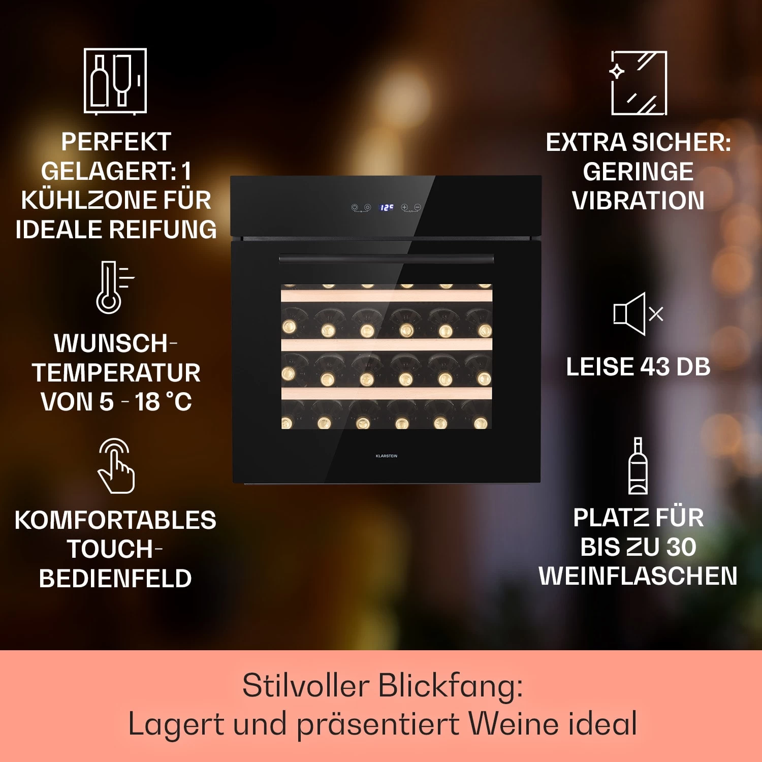 Vinsider 30 Built-In Uno Einbau-Weinkühlschrank 30 Flaschen 77 Ltr Edelstahl 2 Vinsider 30 Built-In Uno Einbau-Weinkühlschrank 30 Flaschen 77 Ltr Edelstahl – Bild 2