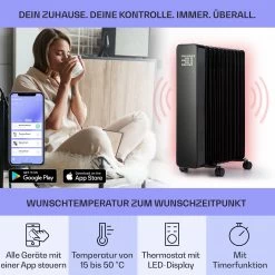 Sanford Smart Ölradiator 2500 W Leistung Wochentimer LED-Display Touch-Panel Klarstein-App -Küchengeräte Verkäufe 10041358 de 0003 usp