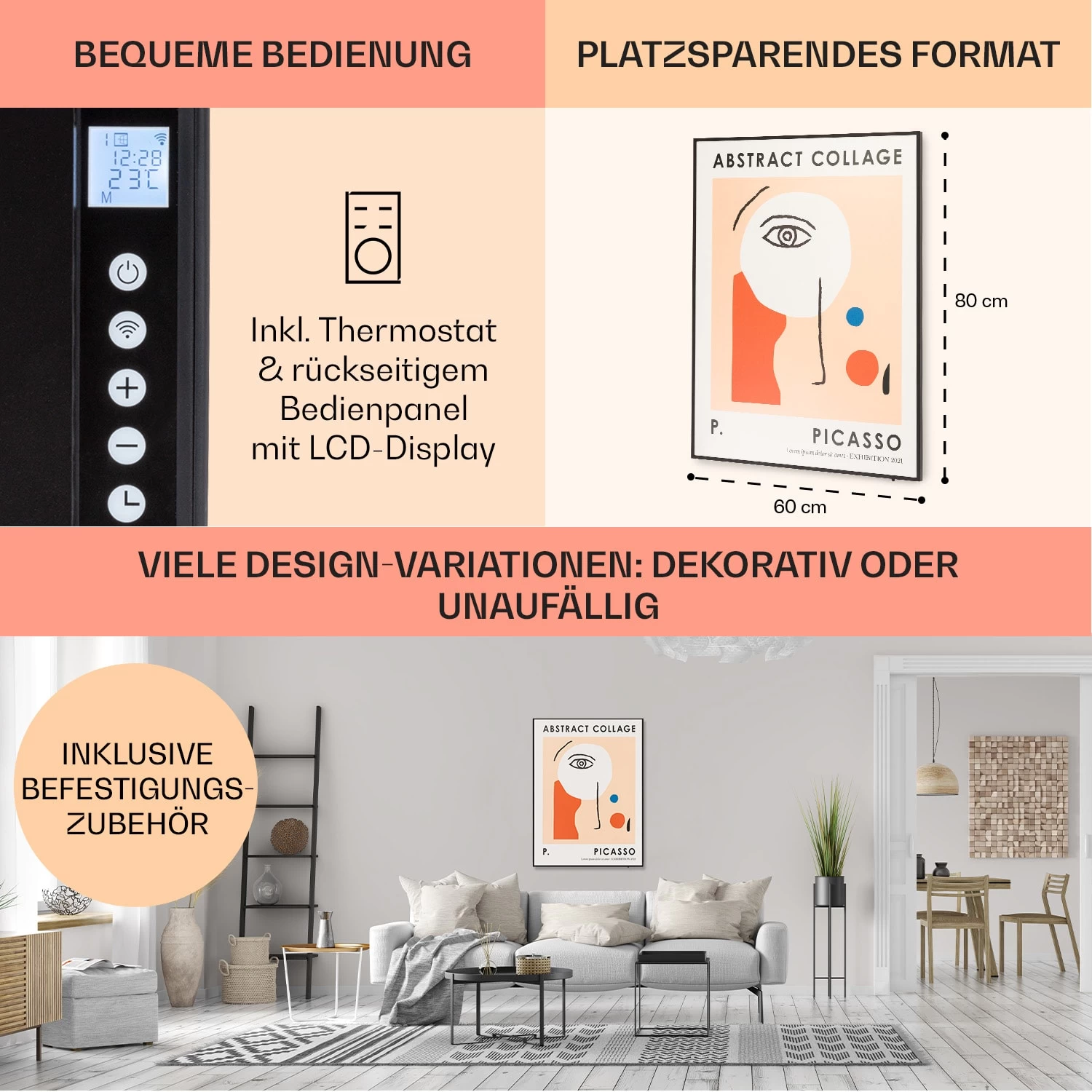 Wonderwall Air Art Smart Infrarotheizung 60x80cm 500W Wandinstallation App-Steuerung Abstrakt 5 Wonderwall Air Art Smart Infrarotheizung 60x80cm 500W Wandinstallation App-Steuerung Abstrakt – Bild 5