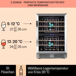Vinovilla 50 Duo Zweizonen-Weinkühlschrank 53l 17 Fl. 3-Farben Glastür -Küchengeräte Verkäufe 10041900 de 0003 usp