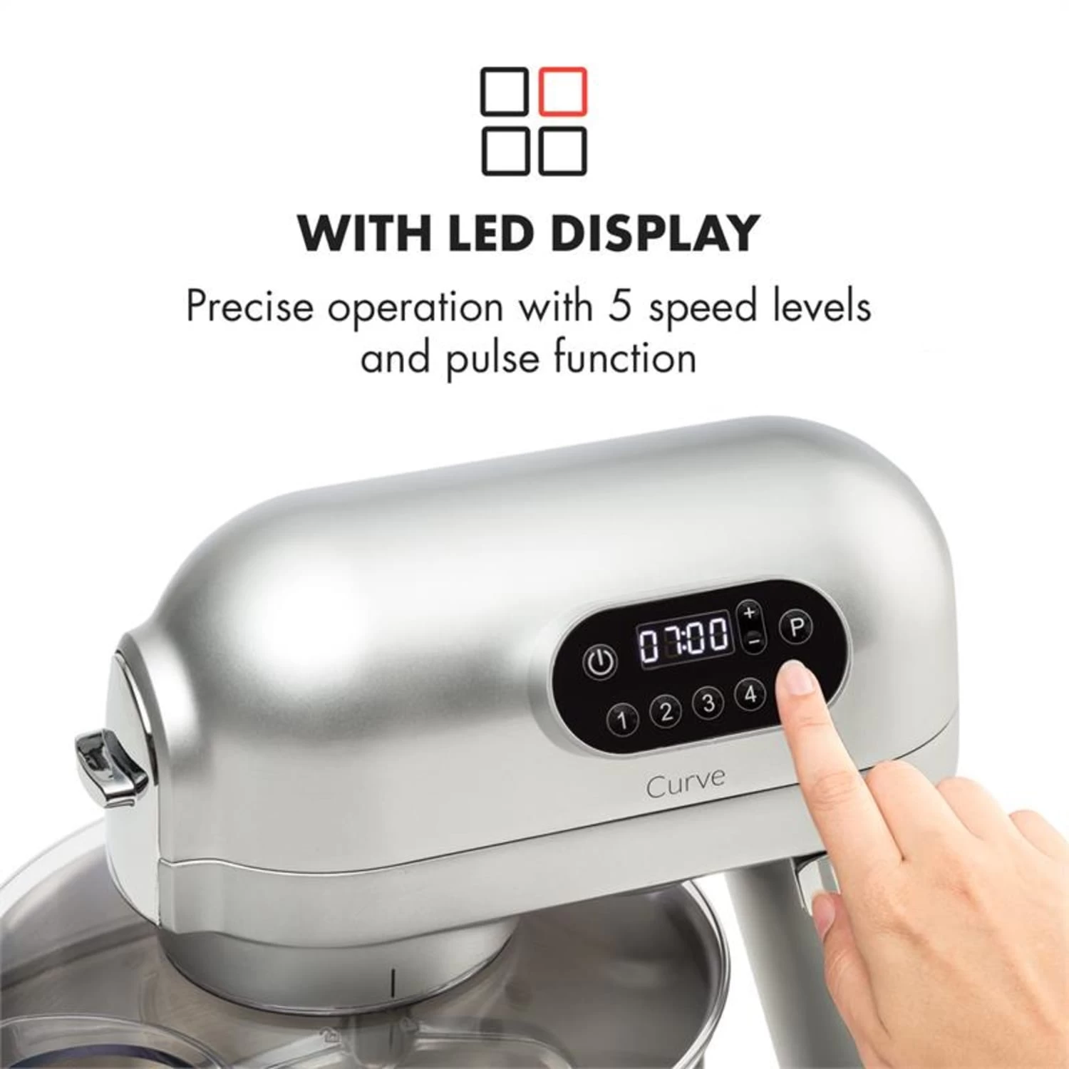 Curve Plus Küchenmaschinen-Set | 5l | 4-in-1 Fleischwolf | Silber 5 Curve Plus Küchenmaschinen-Set | 5l | 4-in-1 Fleischwolf | Silber – Bild 5